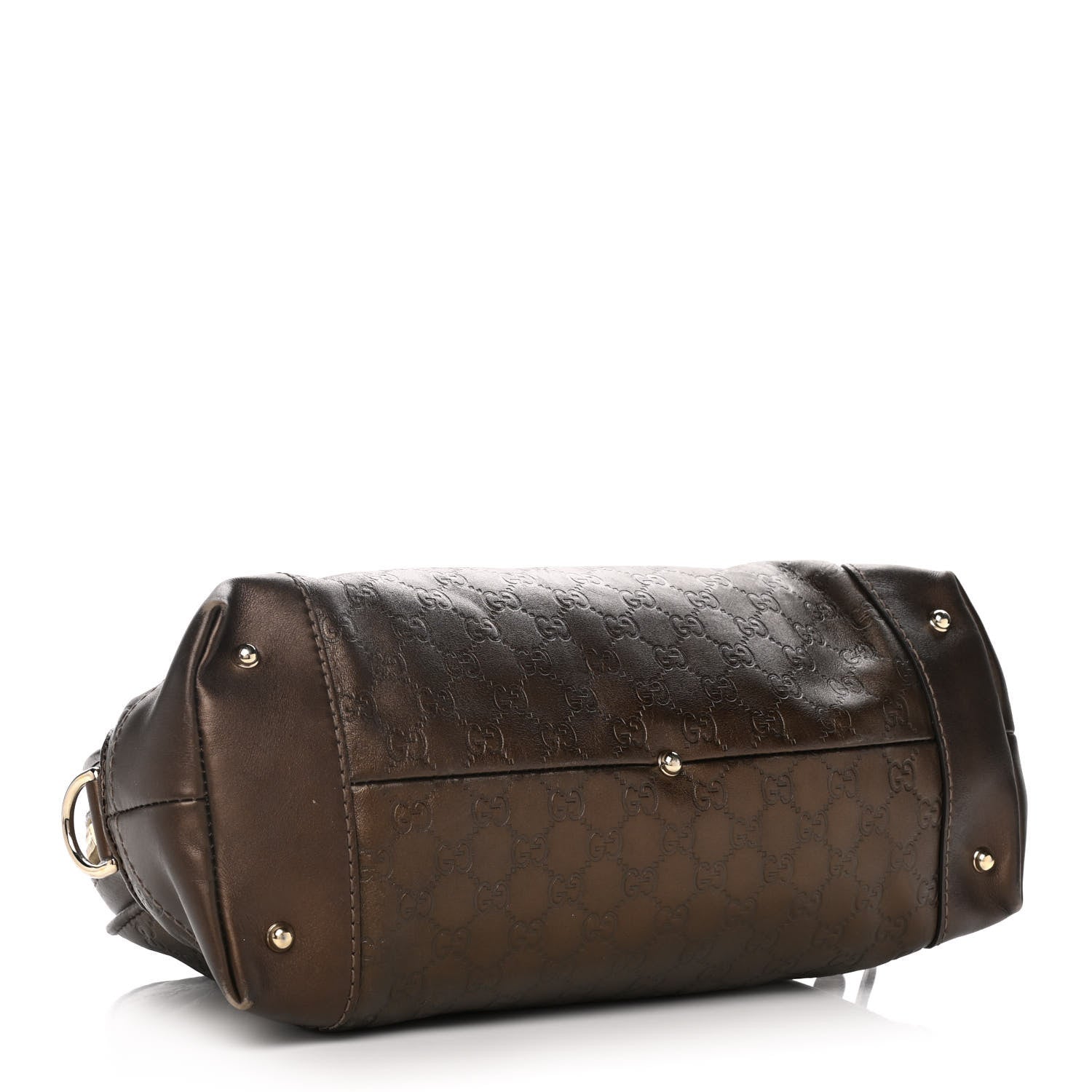 Gucci Metallic Guccissima Heart Bit Charm Dome Satchel Bronze 4 of 16