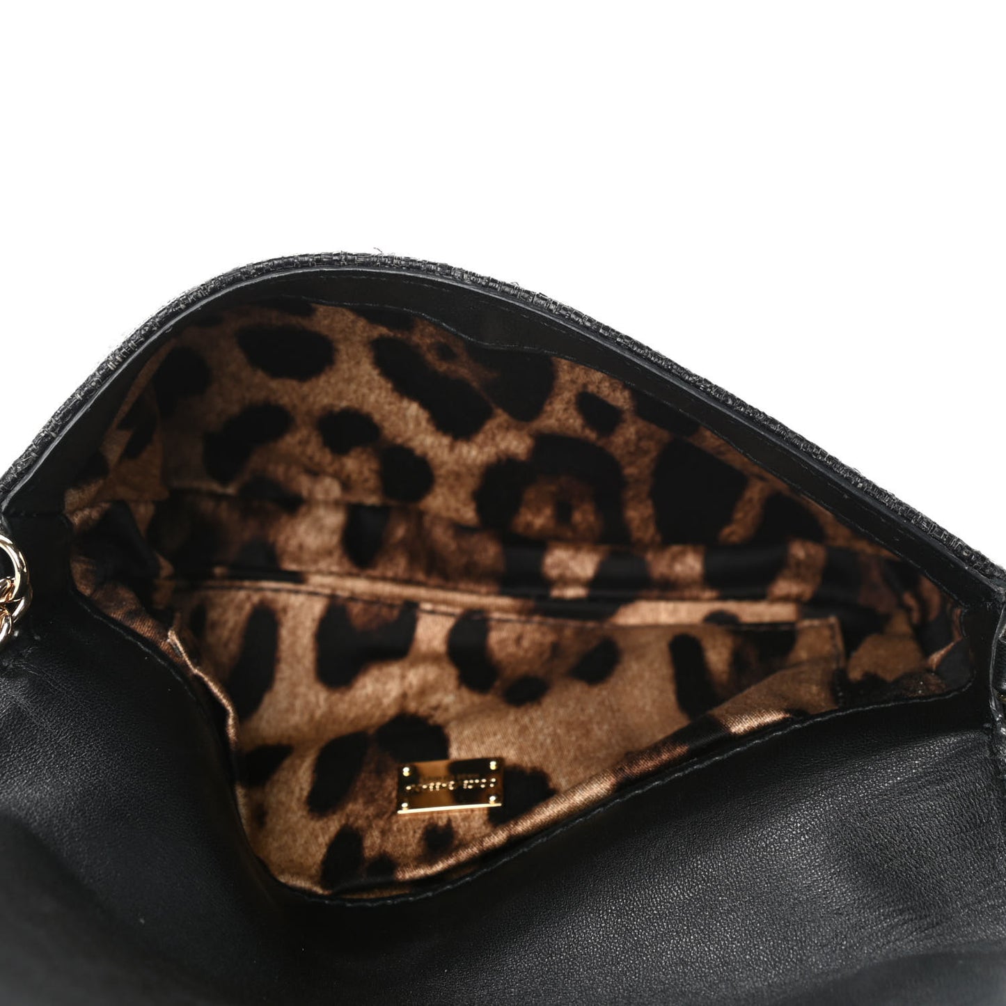 Raffia Crystal Embellished Chain Clutch Black