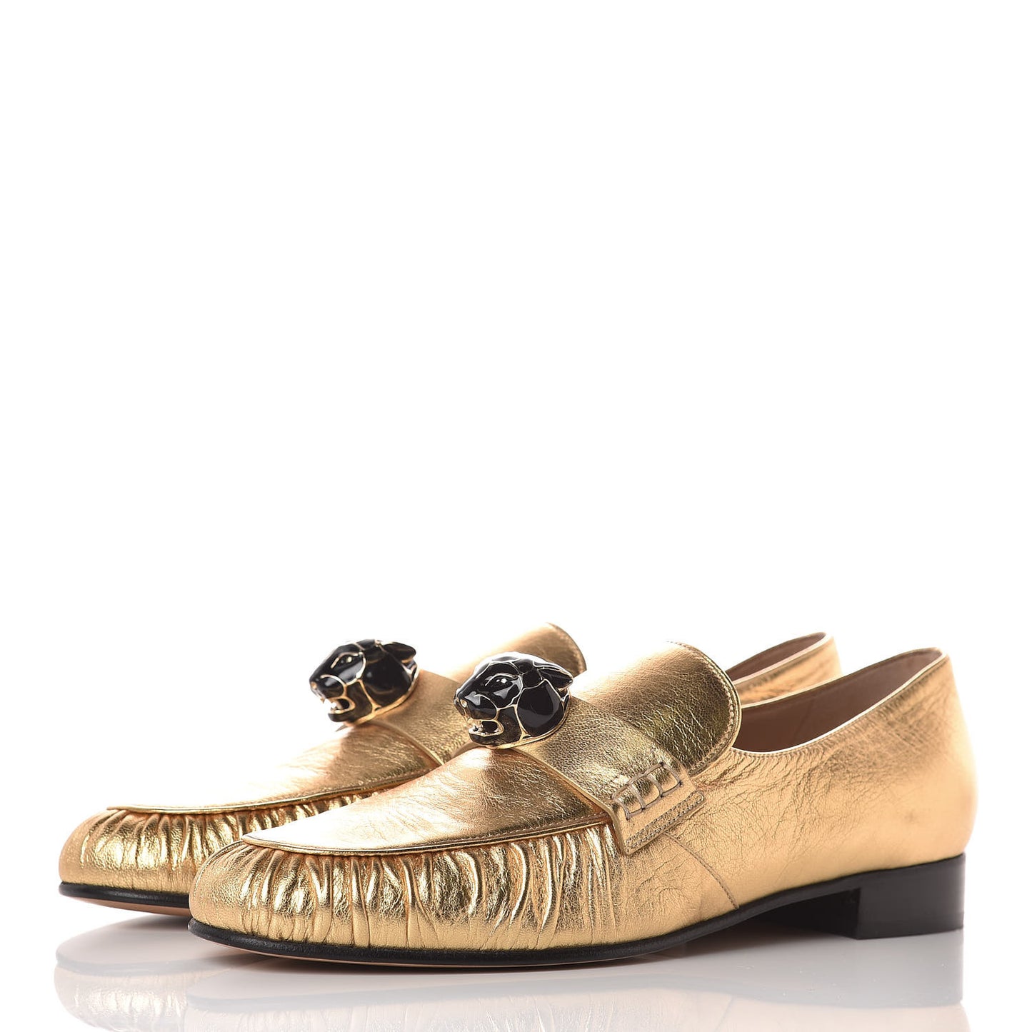 Metallic Nappa Panther Loafers 39 Deep Gold