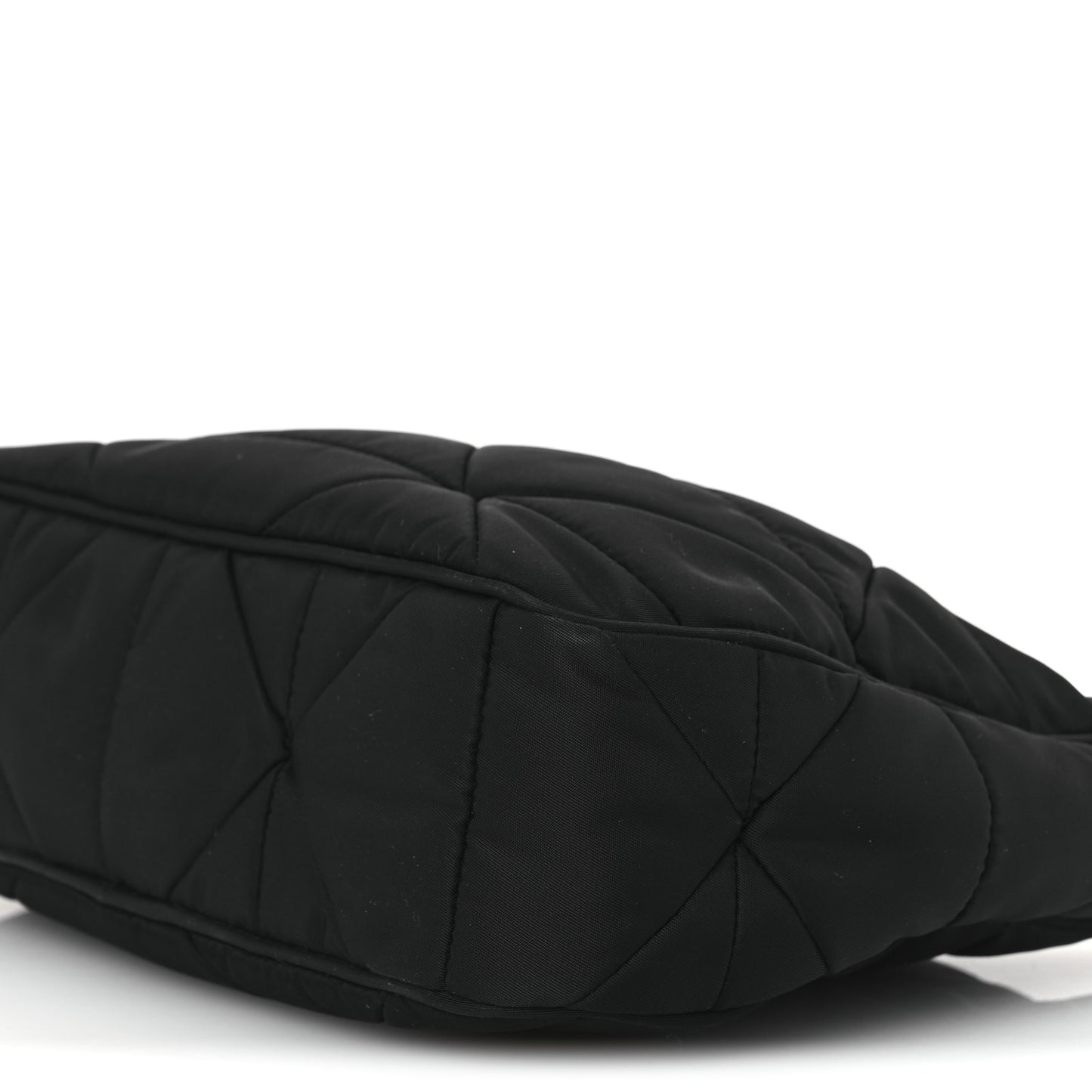 Re-Nylon Triangle Padded Patchwork Shoulder Bag Black