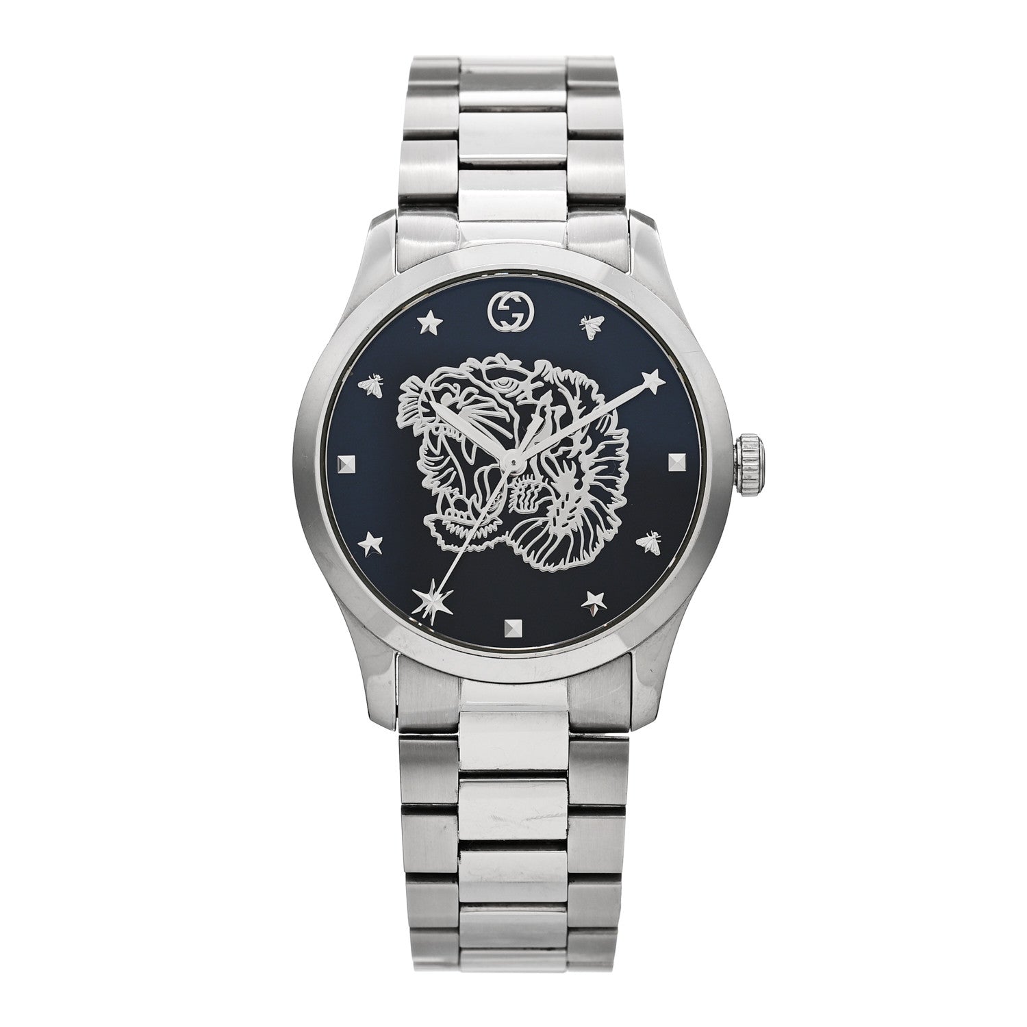 Gucci Stainless Steel 38mm G-Timeless Tiger Quartz Watch Black 1 of 4