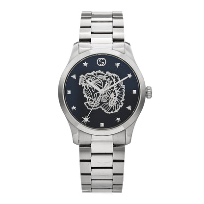 Gucci Stainless Steel 38mm G-Timeless Tiger Quartz Watch Black 1 of 4