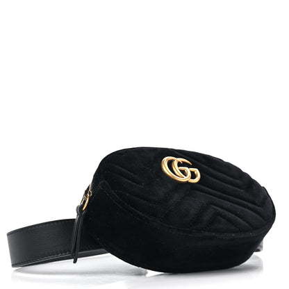 Gucci Velvet Matelasse GG Marmont Belt Bag 85 34 Black 4 of 11