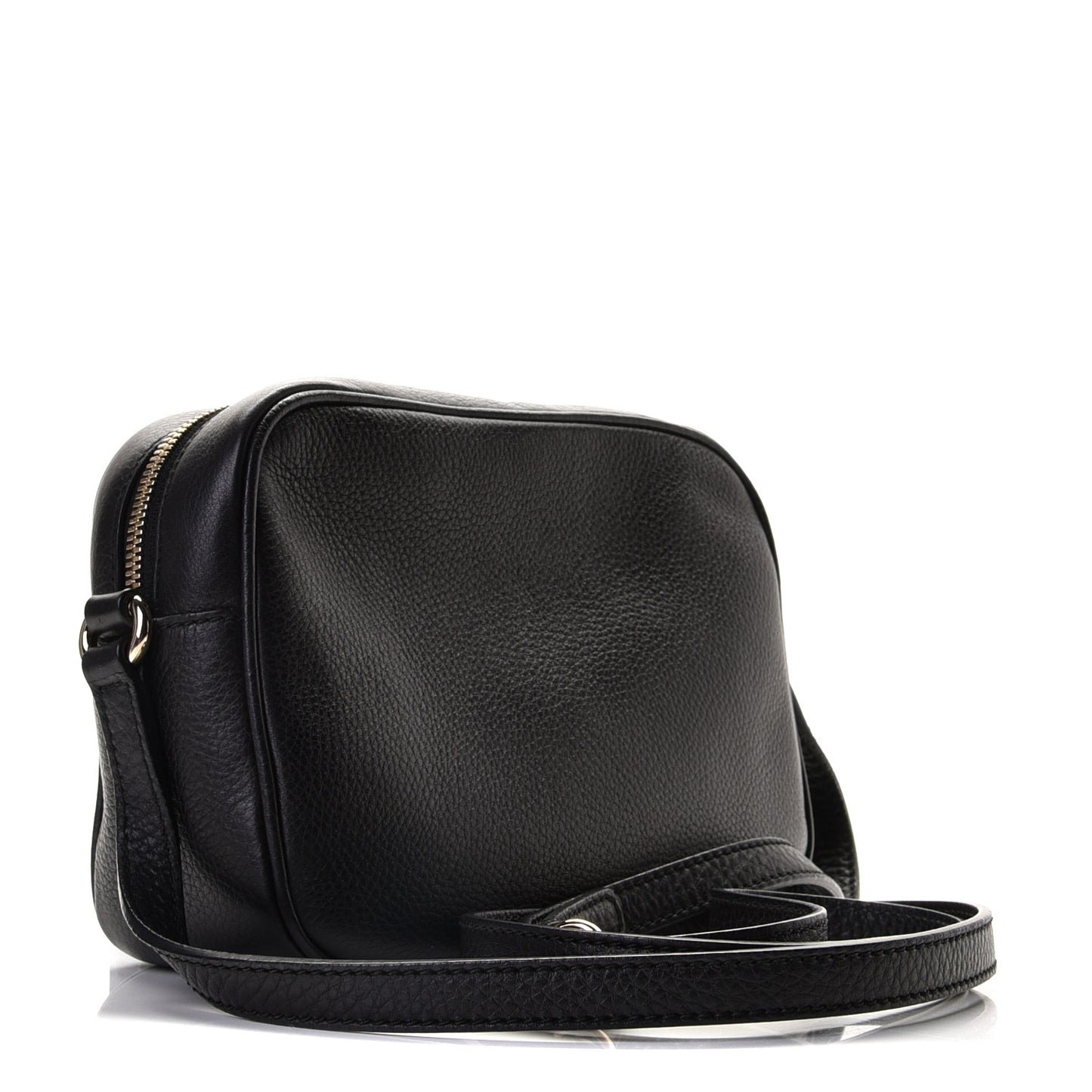 Pebbled Calfskin Small Soho Disco Bag Black