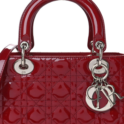 Christian Dior Patent Cannage Medium Lady Dior Burgundy Red 8 of 10