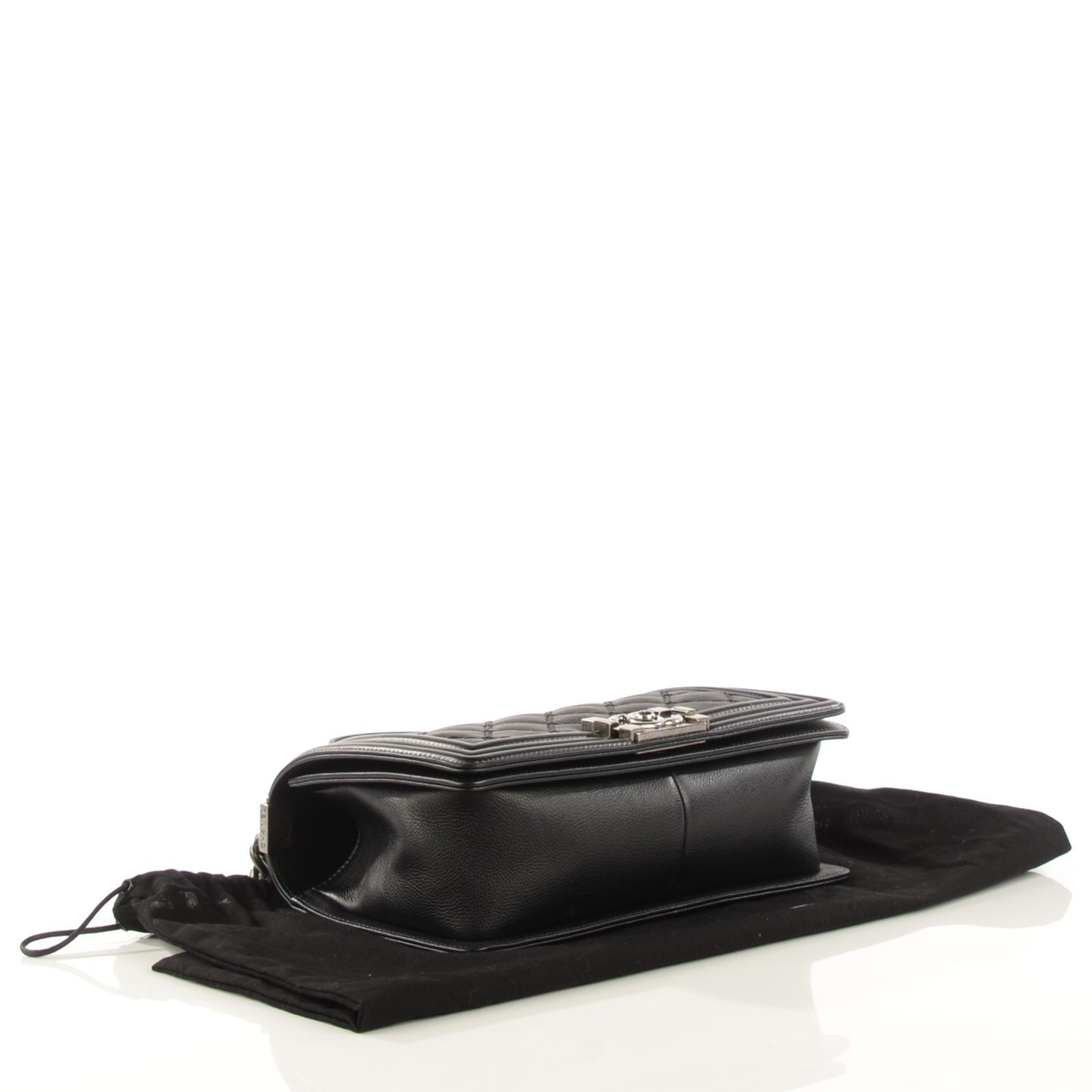 Calfskin Double Stitch Medium Boy Flap Black