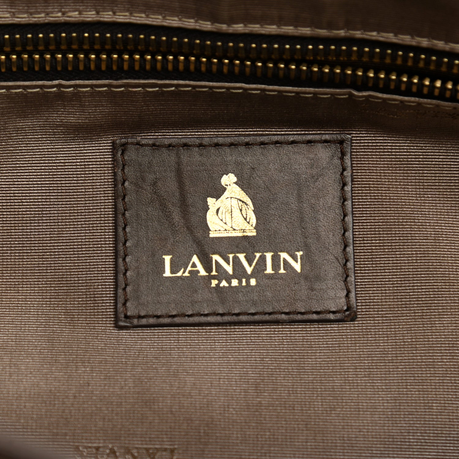 Lanvin Lambskin Stitched Padam Bowling Satchel Brown 6 of 14