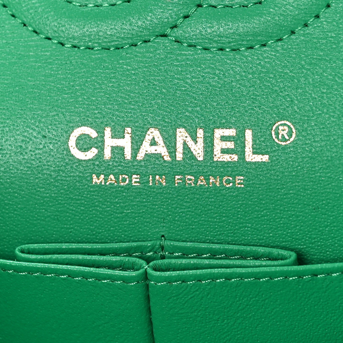 Lambskin Quilted Small Double Flap Green