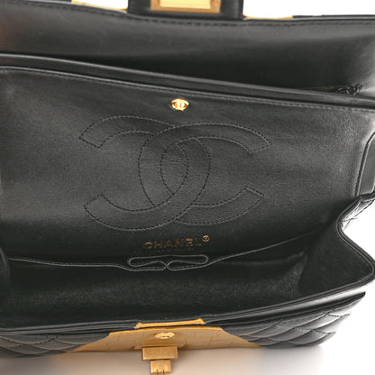 Chanel Lambskin Metallic Calfskin Crocodile Embossed 2.55 Cocodile Reissue 225 Flap Black Gold 5 of 10