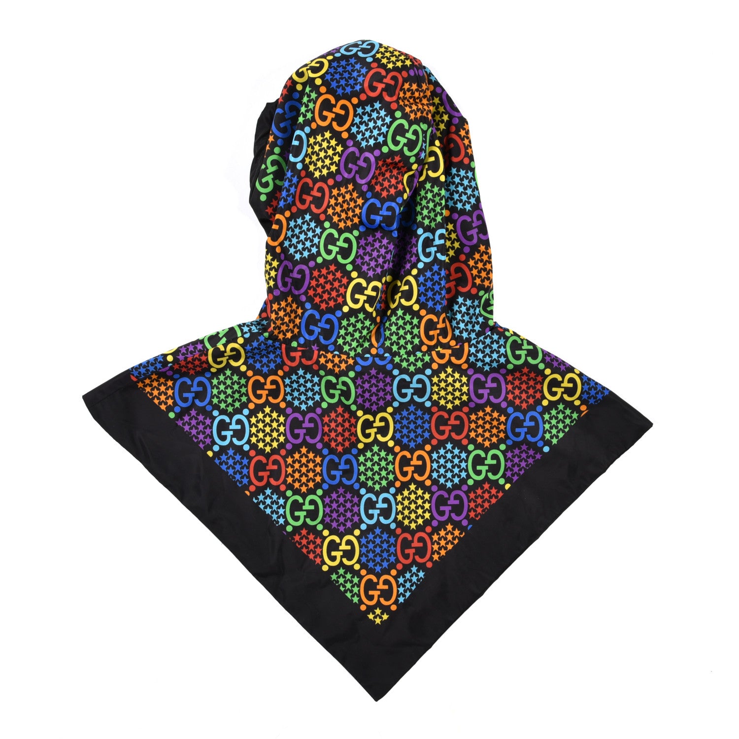 Gucci Silk Nylon Monogram Psychedelic Rain Hood Black 6 of 8
