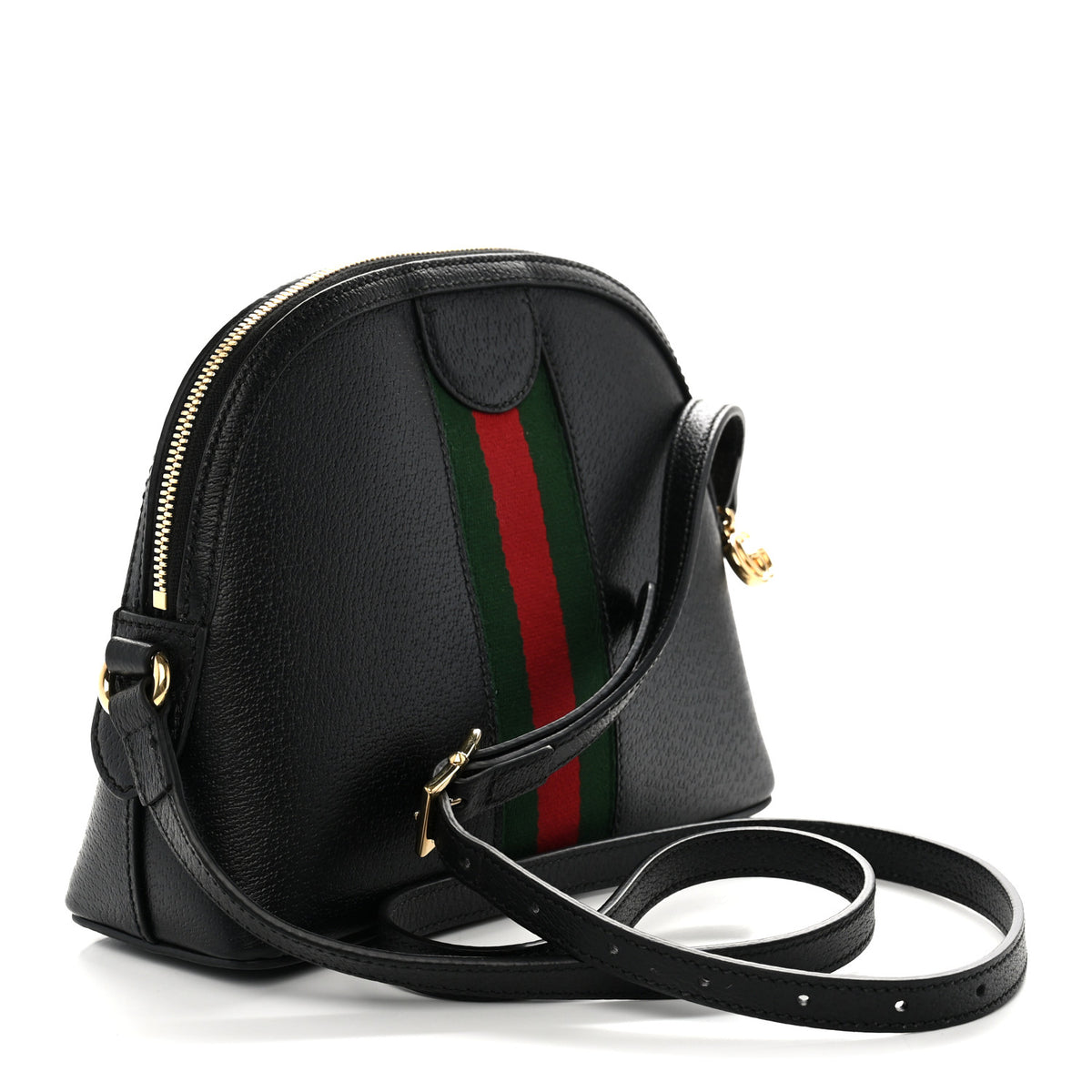 Calfskin GG Web Small Ophidia Dome Shoulder Bag Black