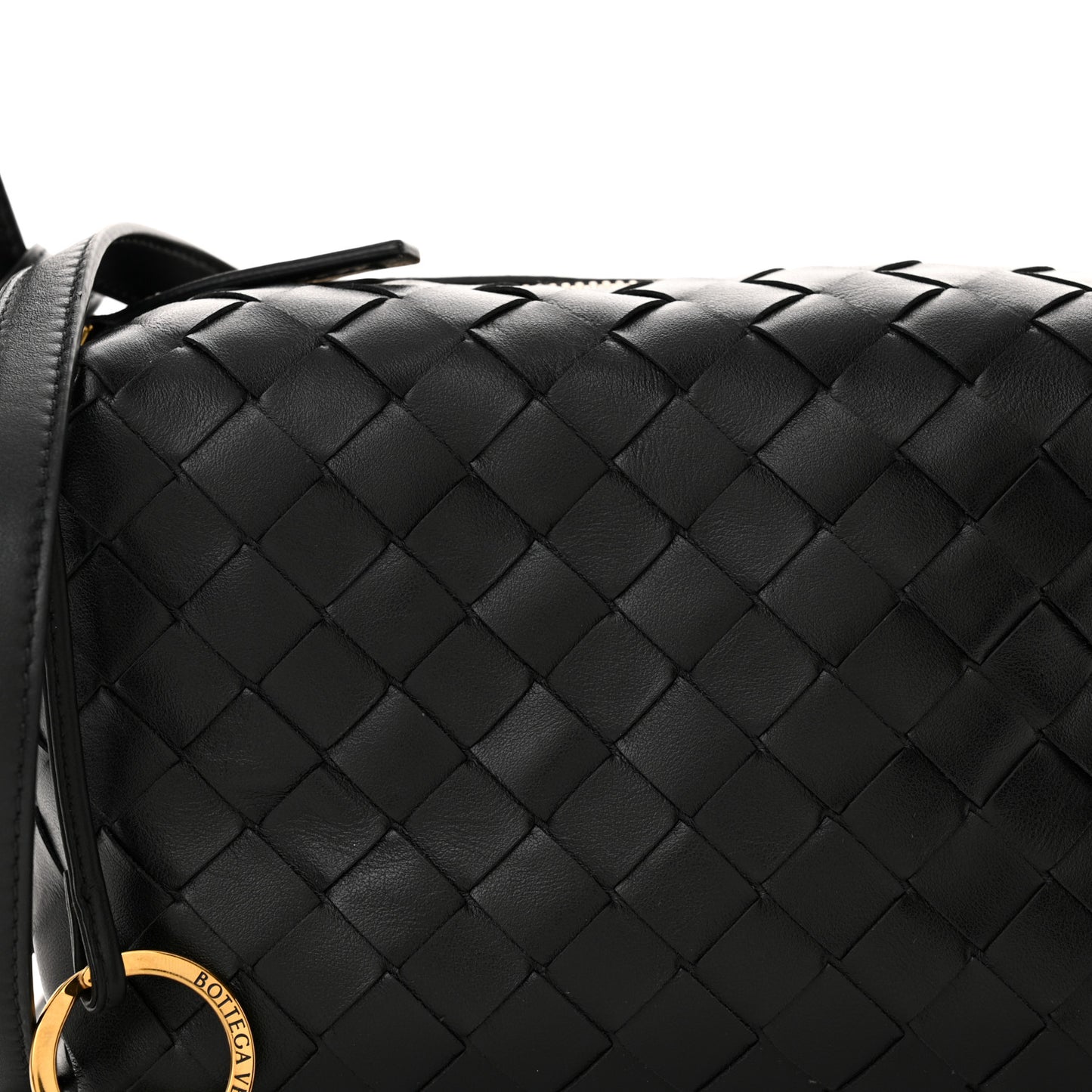 Calfskin Intrecciato Small Loop Top Handle Black