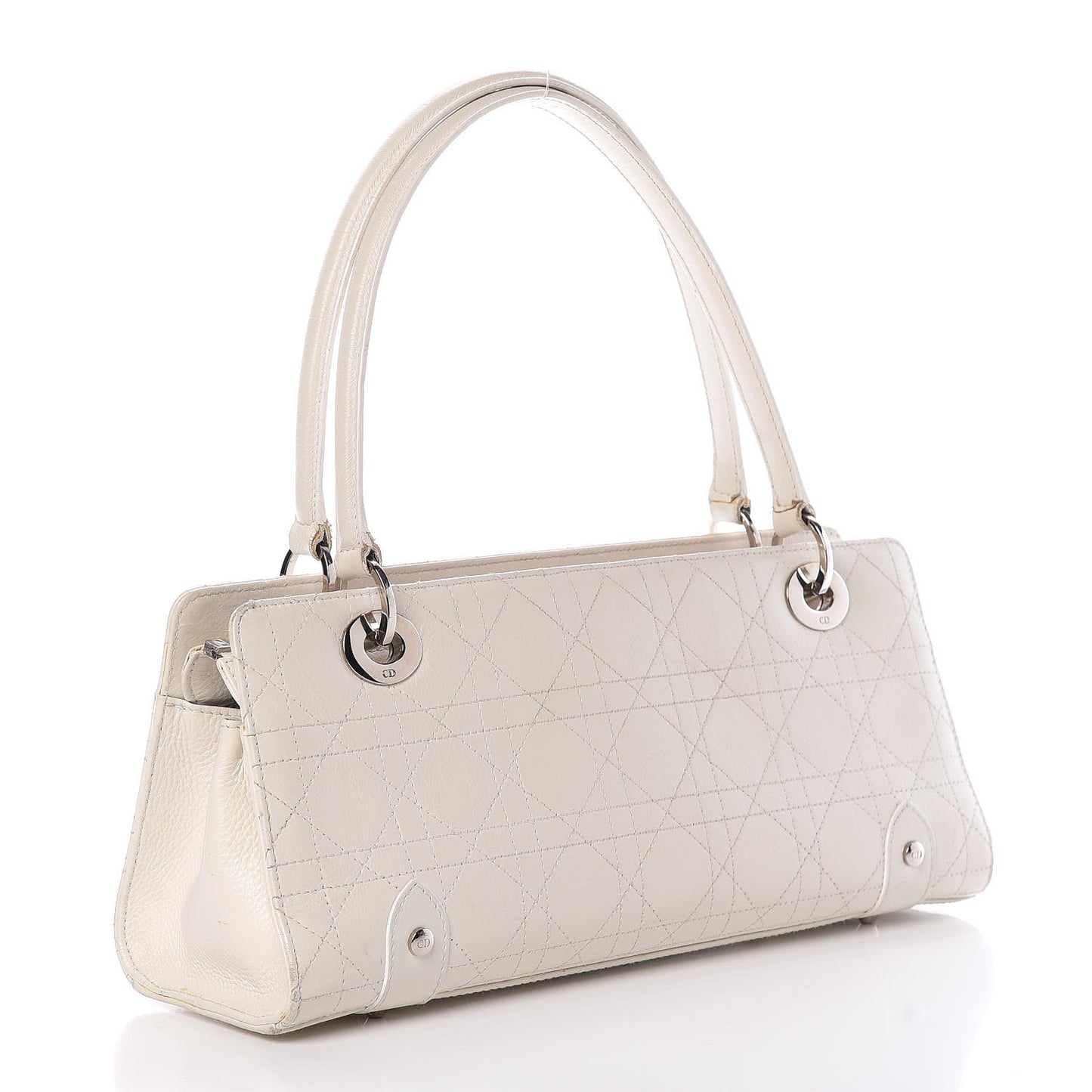Calfskin Cannage Stitched East West Lady Dior White