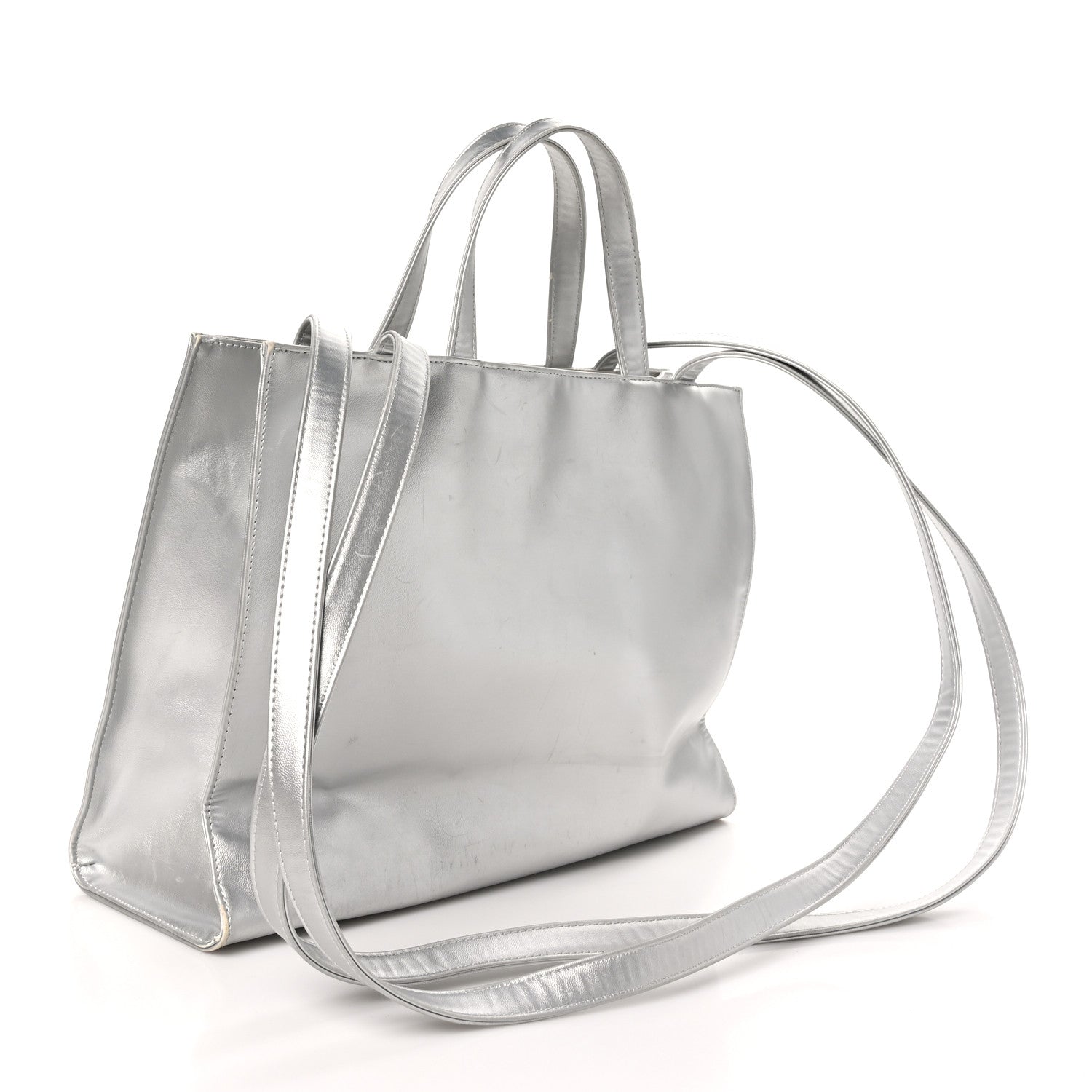 Telfar Metallic Vegan Leather Medium Shopping Bag Silver 2 of 12