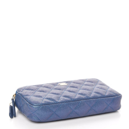 Chanel Iridescent Caviar Quilted Clutch With Chain Dark Blue 4 of 14