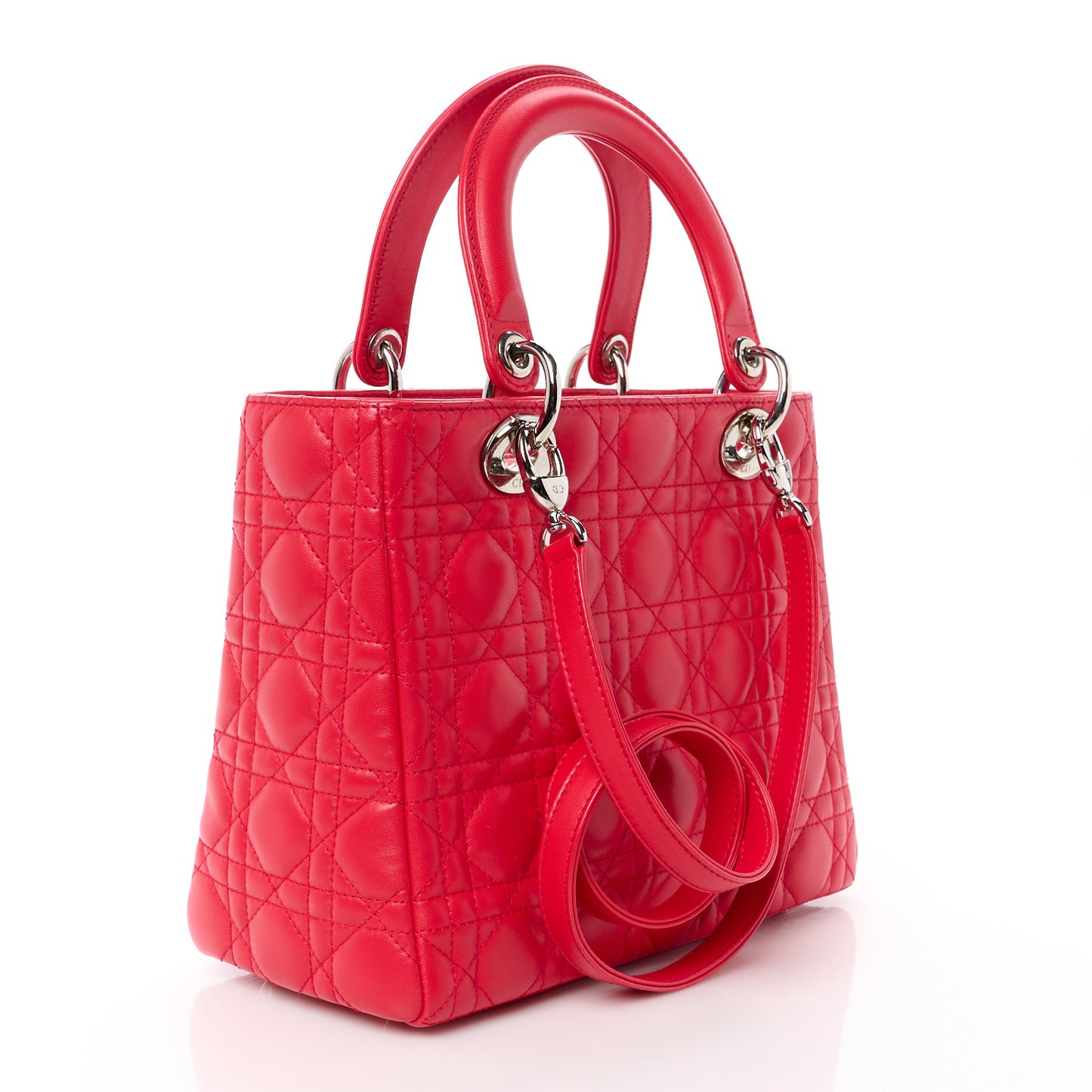 Lambskin Cannage Medium Lady Dior Red