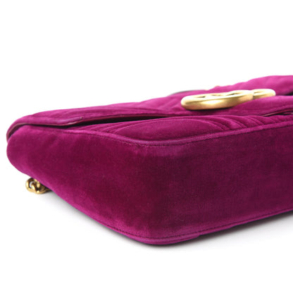 Gucci Velvet Matelasse Medium GG Marmont Shoulder Bag Rubin 10 of 25