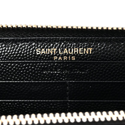 Saint Laurent Grain De Poudre Matelasse Chevron Monogram Zip Around Wallet Black 6 of 10