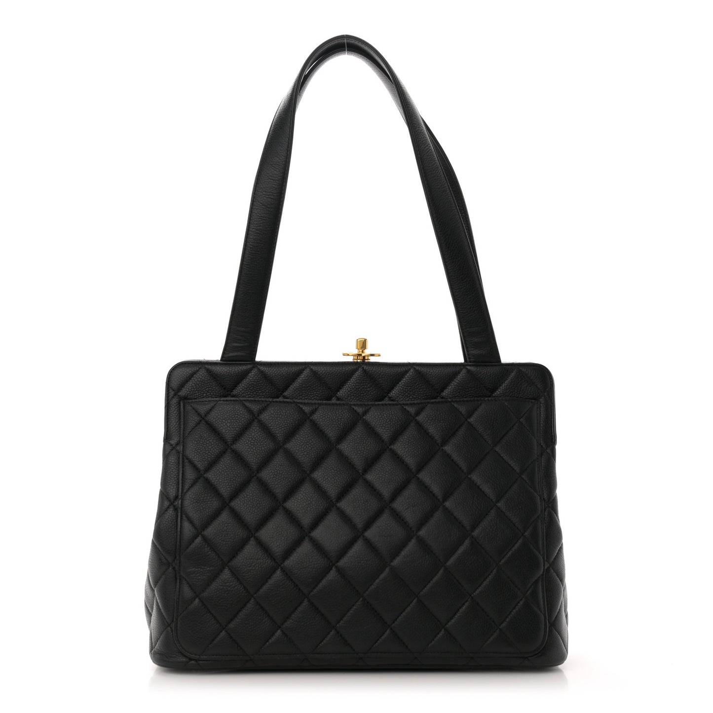 Caviar Quilted Frame Shoulder Bag Black