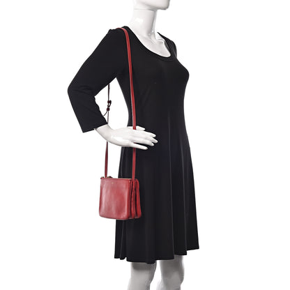Celine Lambskin Small Trio Crossbody Bag Red 2 of 17