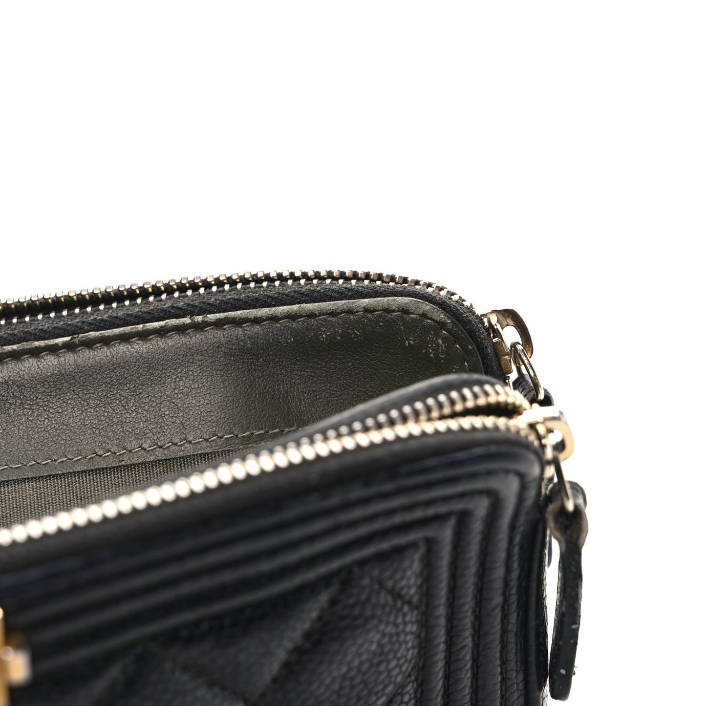 Caviar Quilted Small Boy Clutch With Chain Black