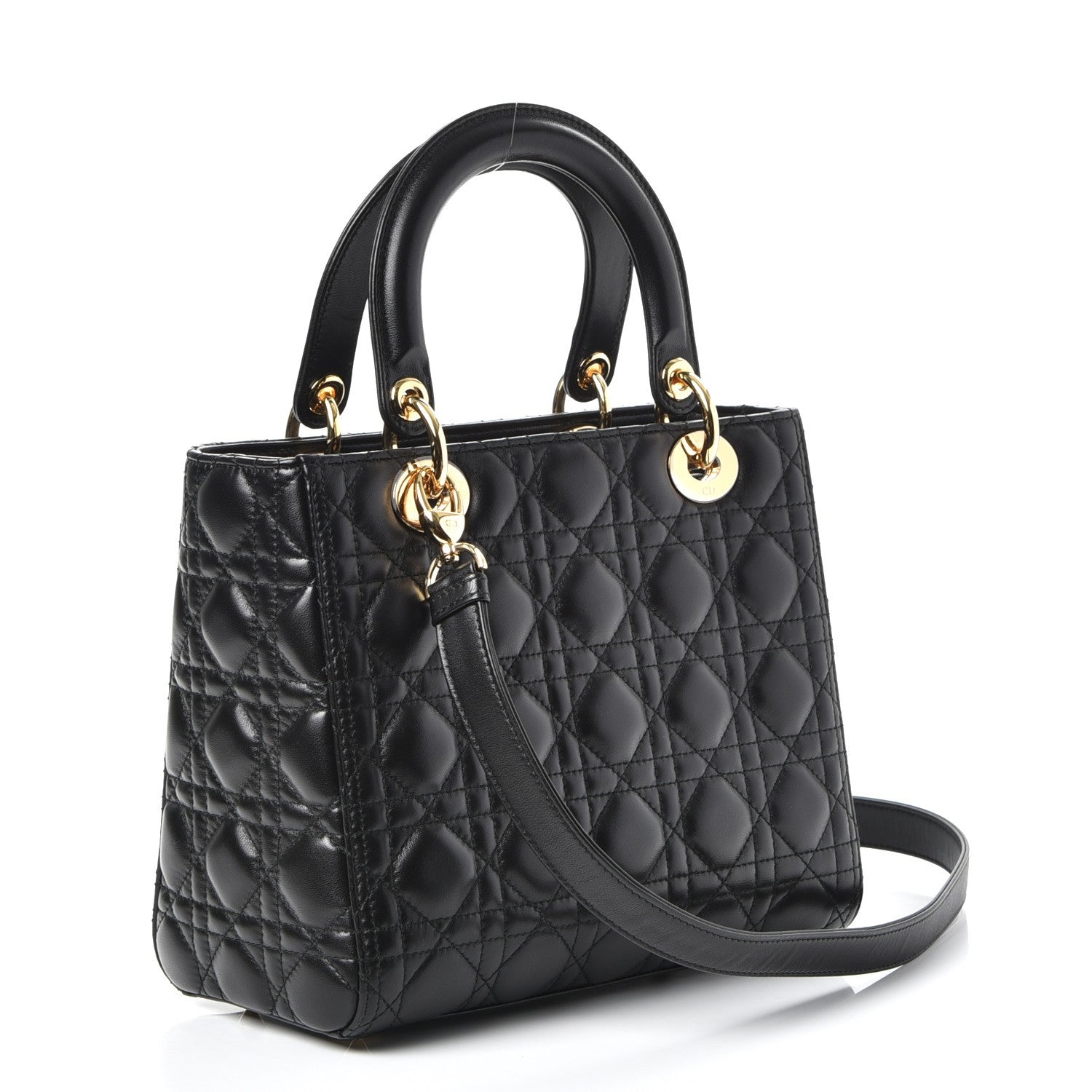 Christian Dior Lambskin Cannage Medium Lady Dior Black 3 of 7