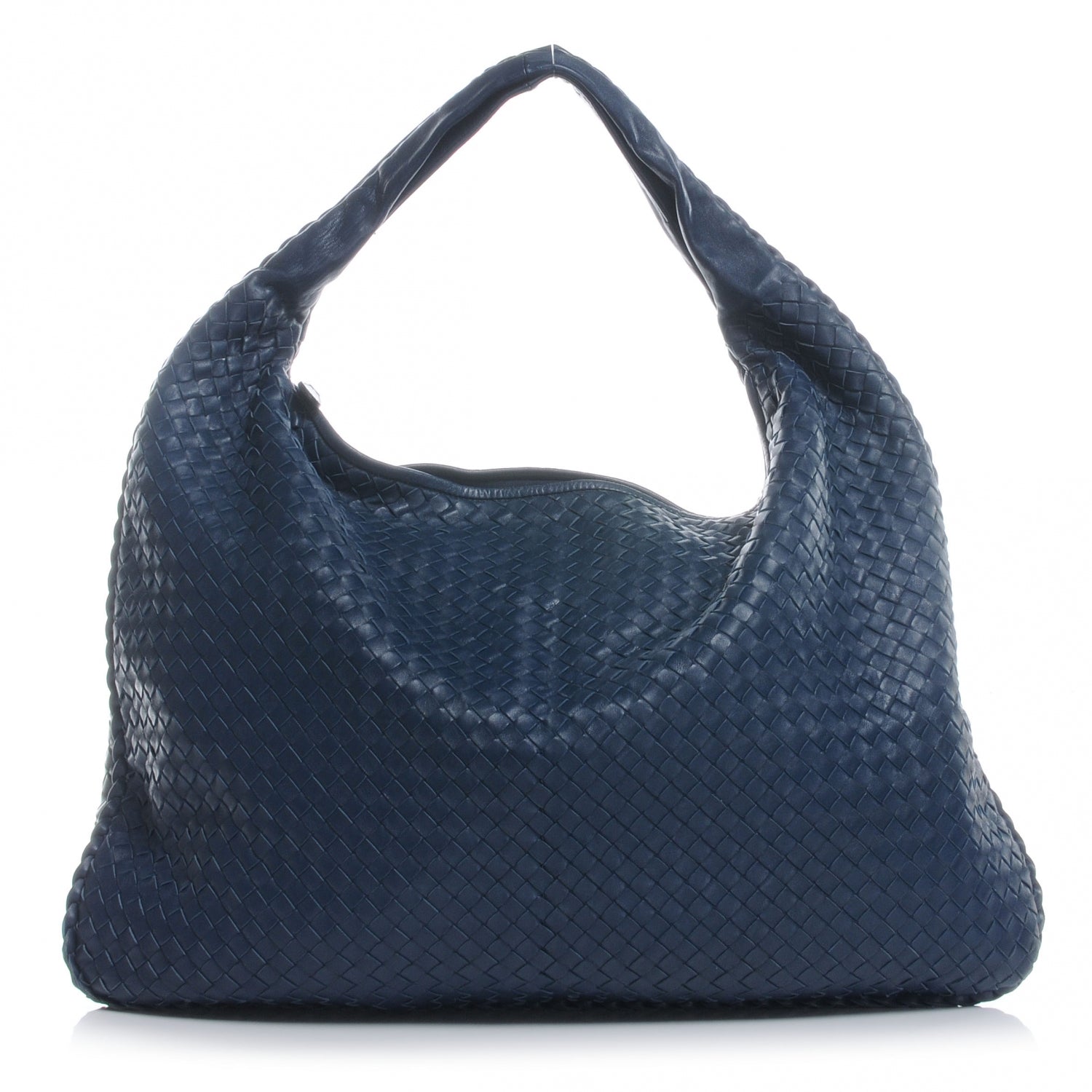 Bottega Veneta Nappa Intrecciato Maxi Veneta Hobo Navy Blue
