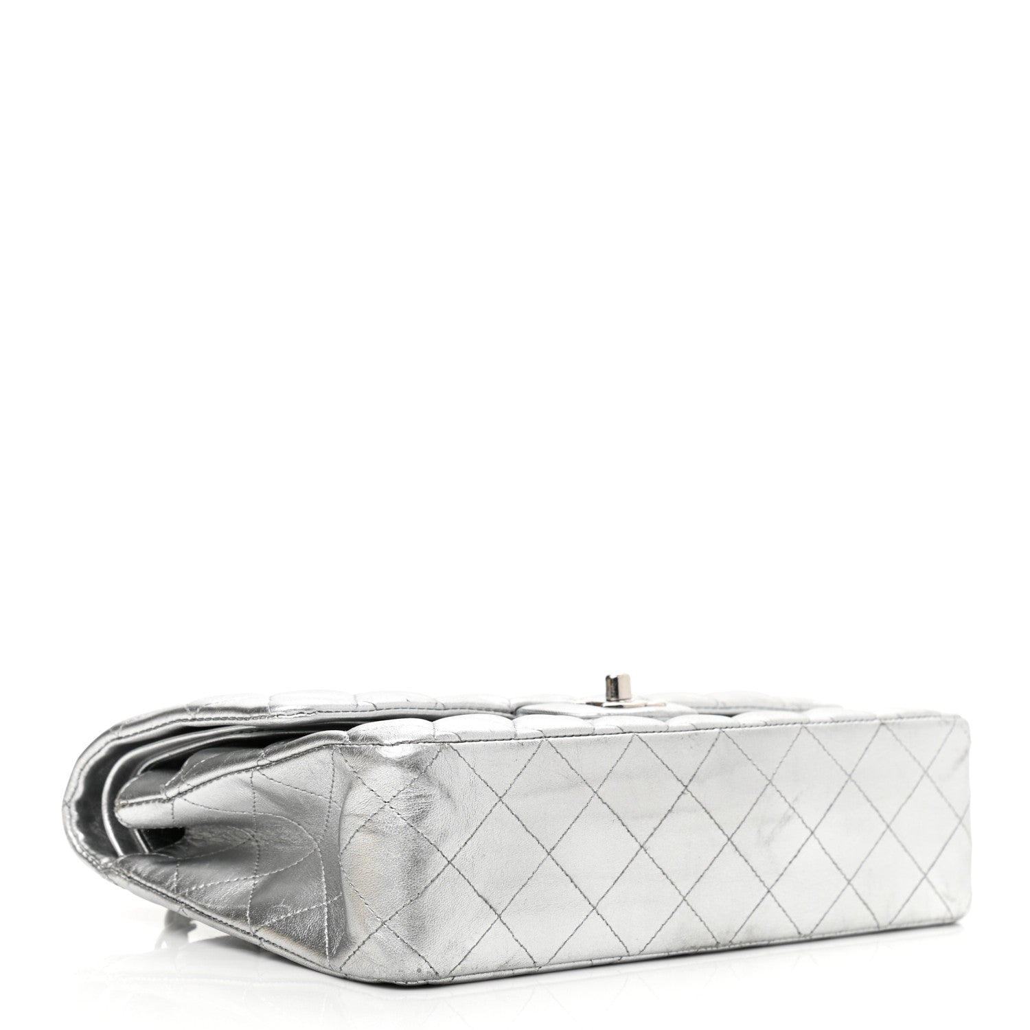 Chanel Metallic Lambskin Quilted Medium Double Flap Silver 4 of 16