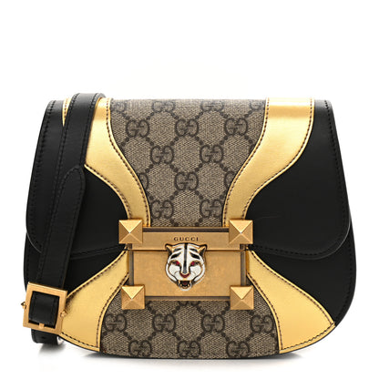 Gucci GG Supreme Monogram Small Osiride Shoulder Bag Black Gold 1 of 14
