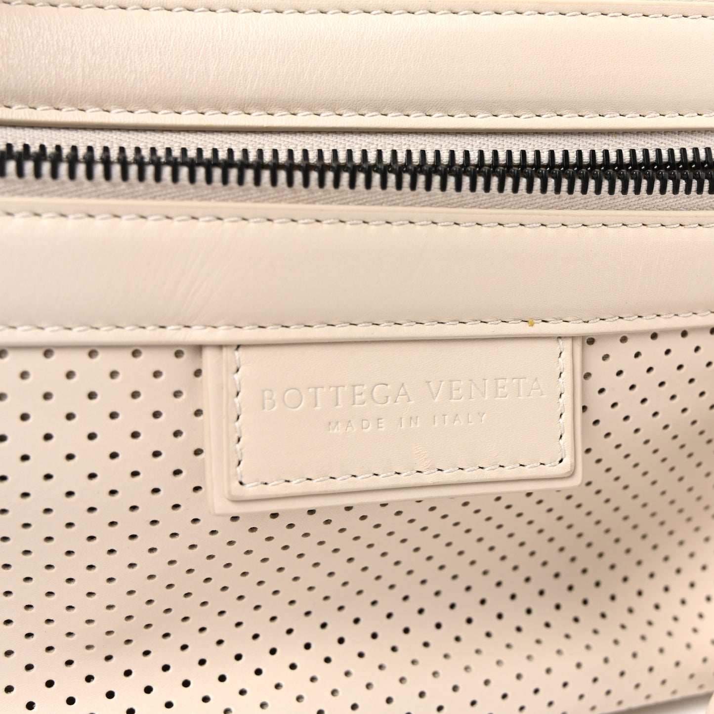 Perforated Calfskin Leggero Intrecciato Belt Bag Mist Plaster