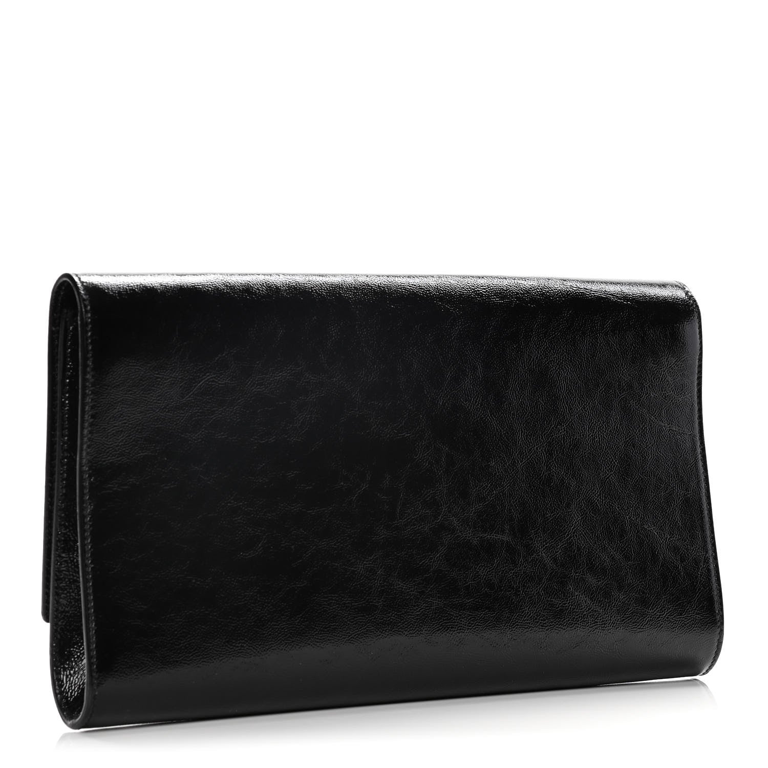 Saint Laurent Textured Patent Monogram Large Belle De Jour Clutch Black 2 of 13
