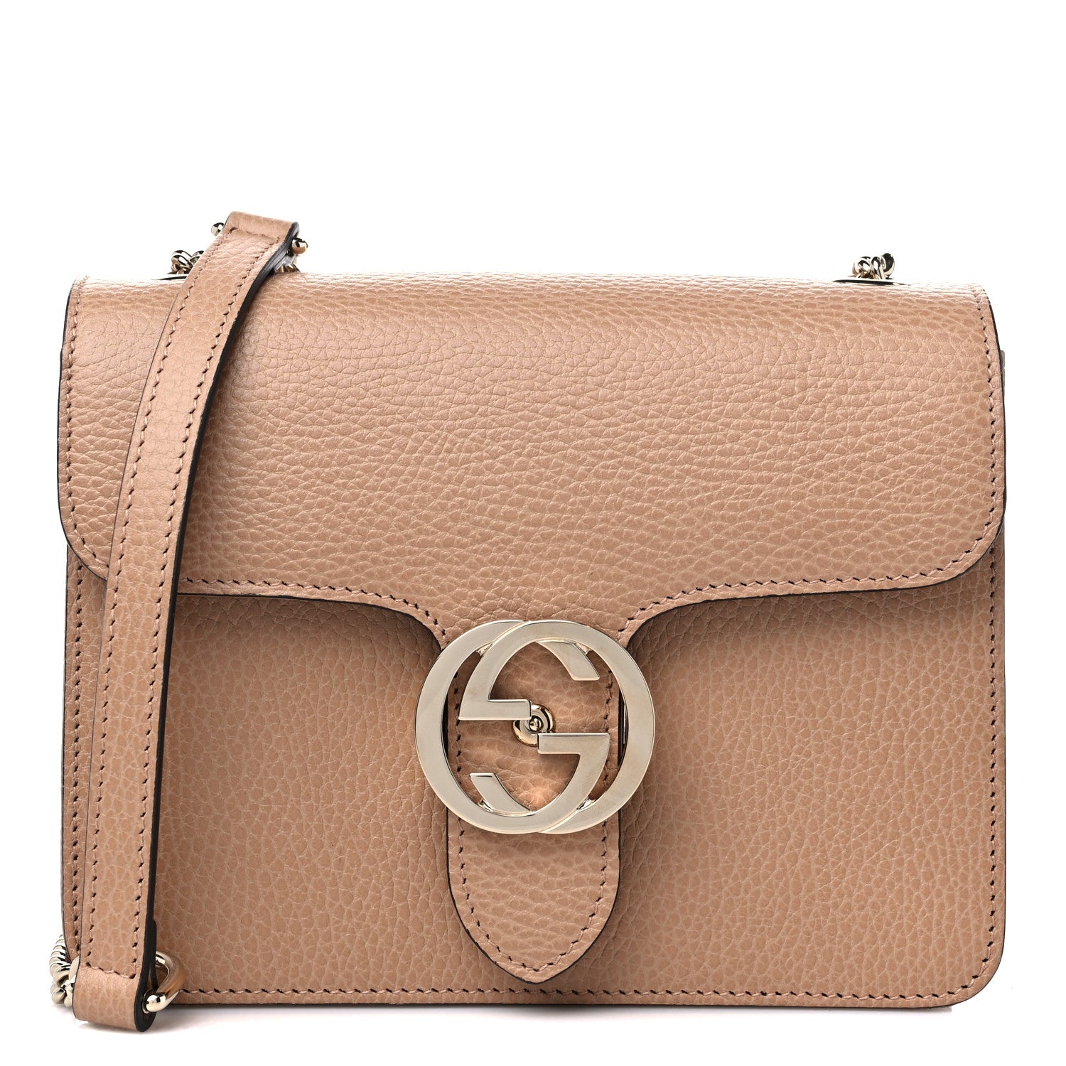 Gucci Dollar Calfskin Small Interlocking G Shoulder Bag Camelia 1 of 10
