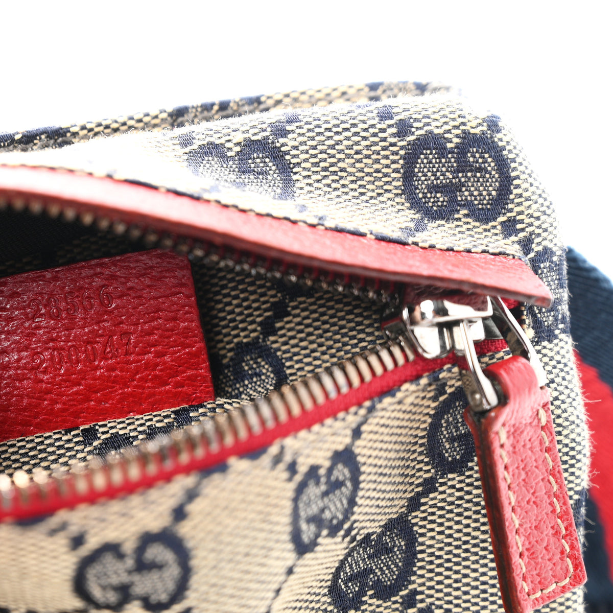 GG Monogram Web Double Pocket Belt Bag Navy Red