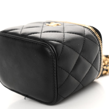 Chanel Lambskin Quilted Mini Pearl Crush Vanity Case With Chain Black 9 of 11