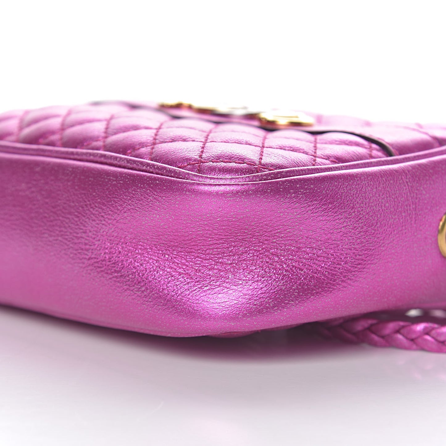 Laminated Nappa Trapuntata Mini Zumi Shoulder Bag Fuxia