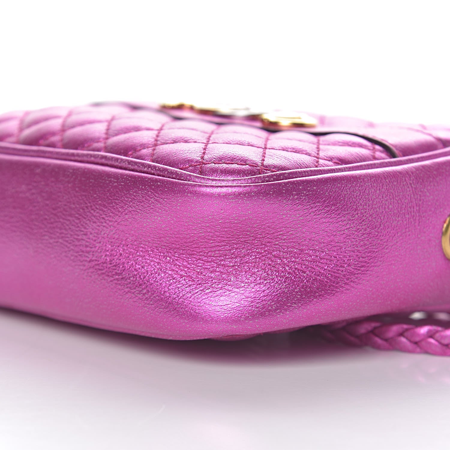 Gucci Laminated Nappa Trapuntata Mini Zumi Shoulder Bag Fuxia 8 of 9