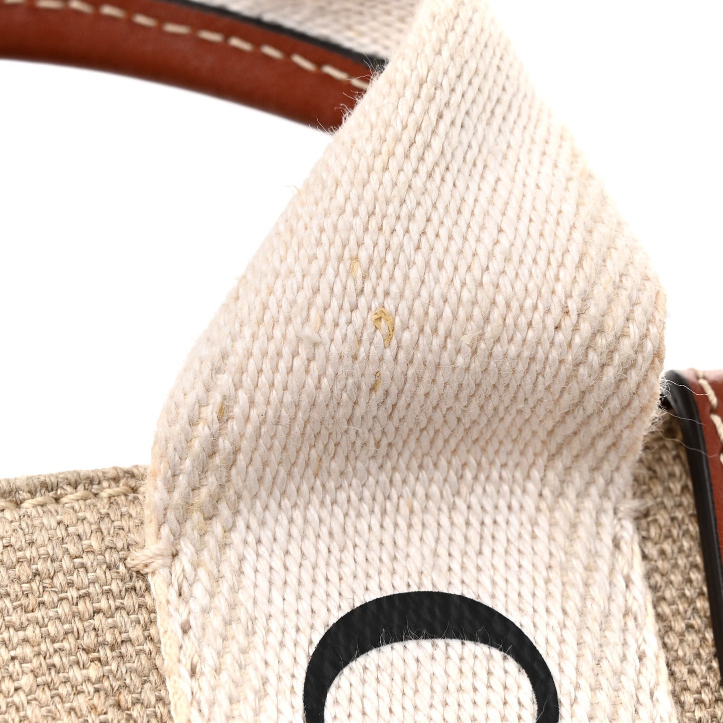 Cotton Calfskin Mini Woody Ribbon Tote White Brown