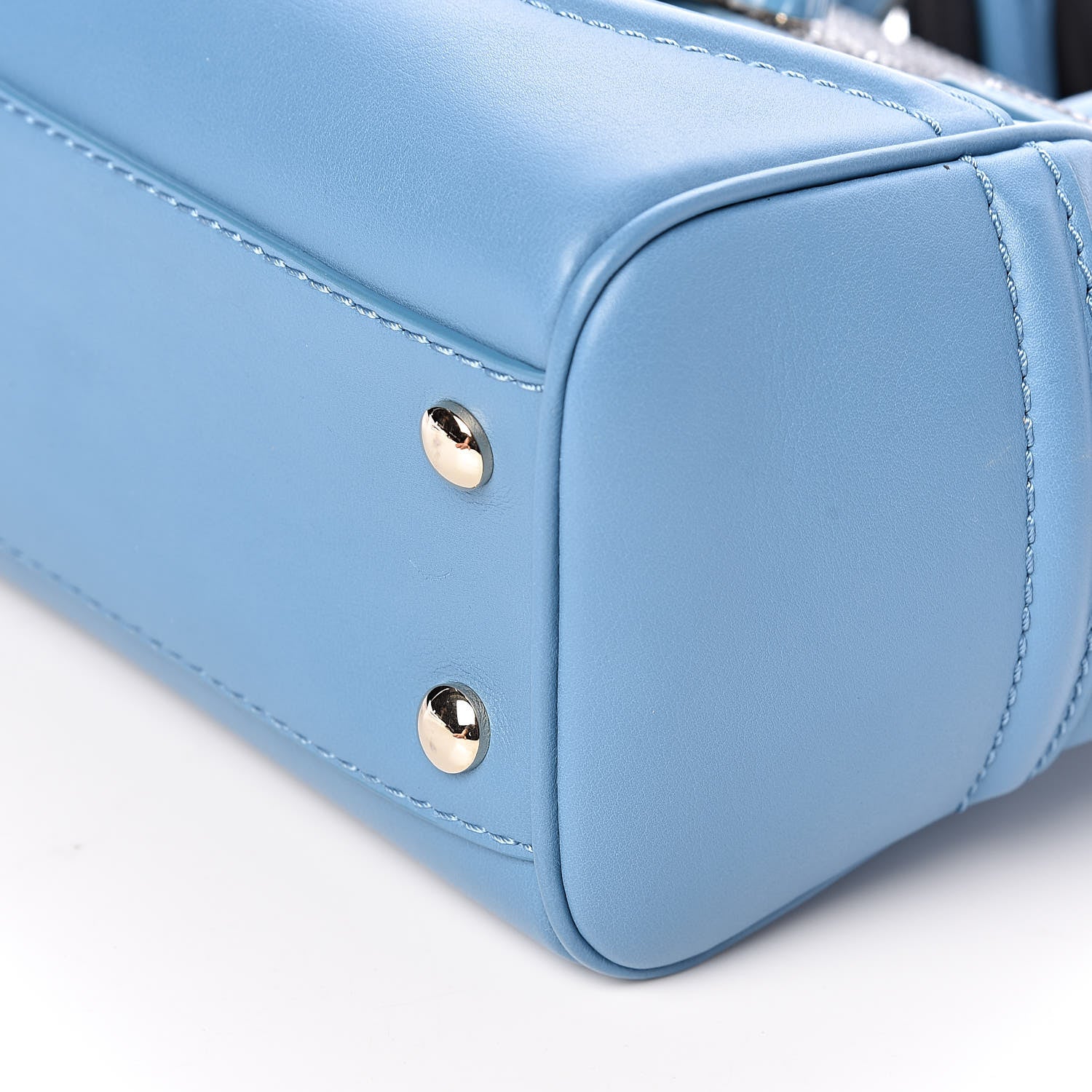 Versace Calfskin Crystal Medium Baroque Palazzo Empire Bag Blue 8 of 8