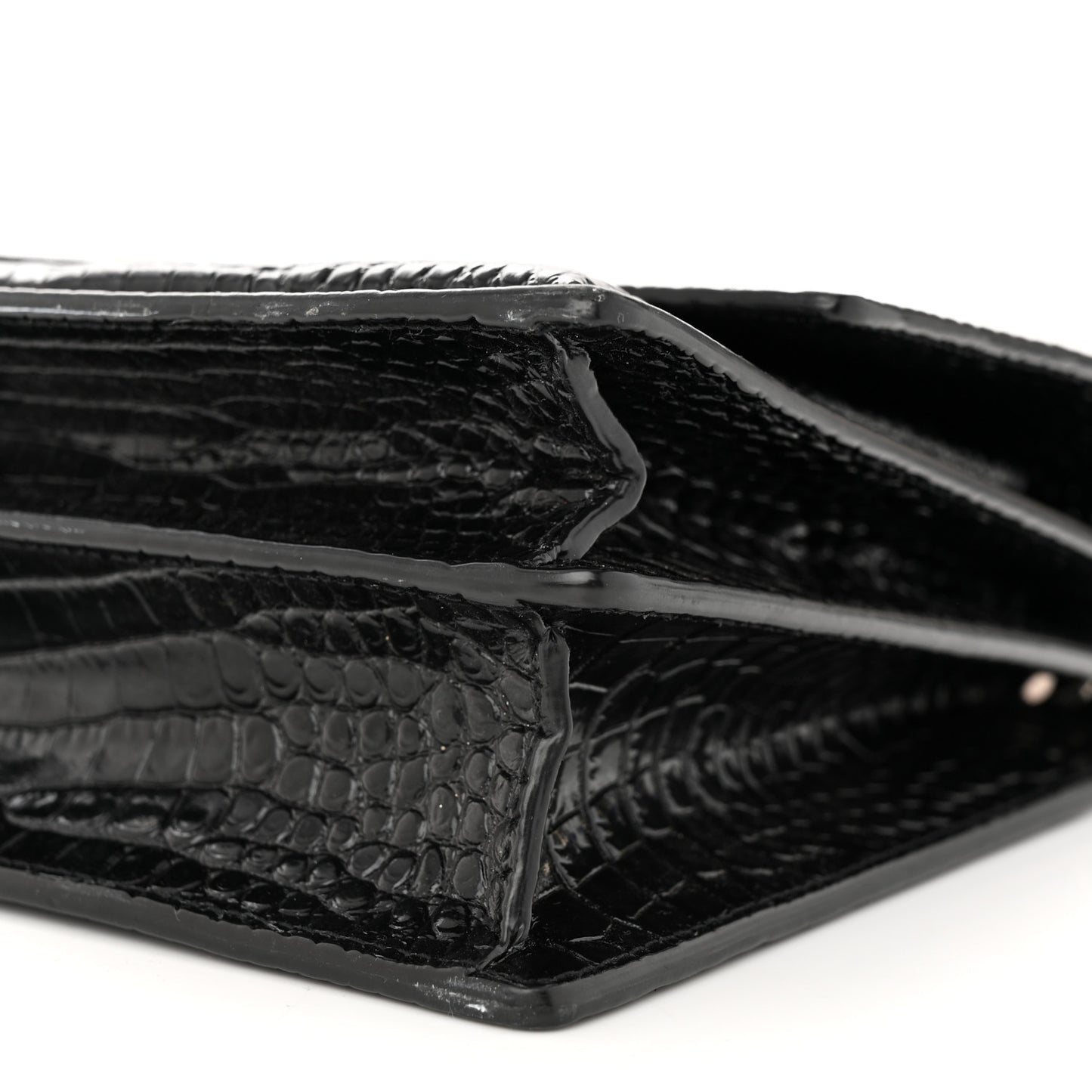 Calfskin Crocodile Embossed Large Monogram Sunset Sunset Black