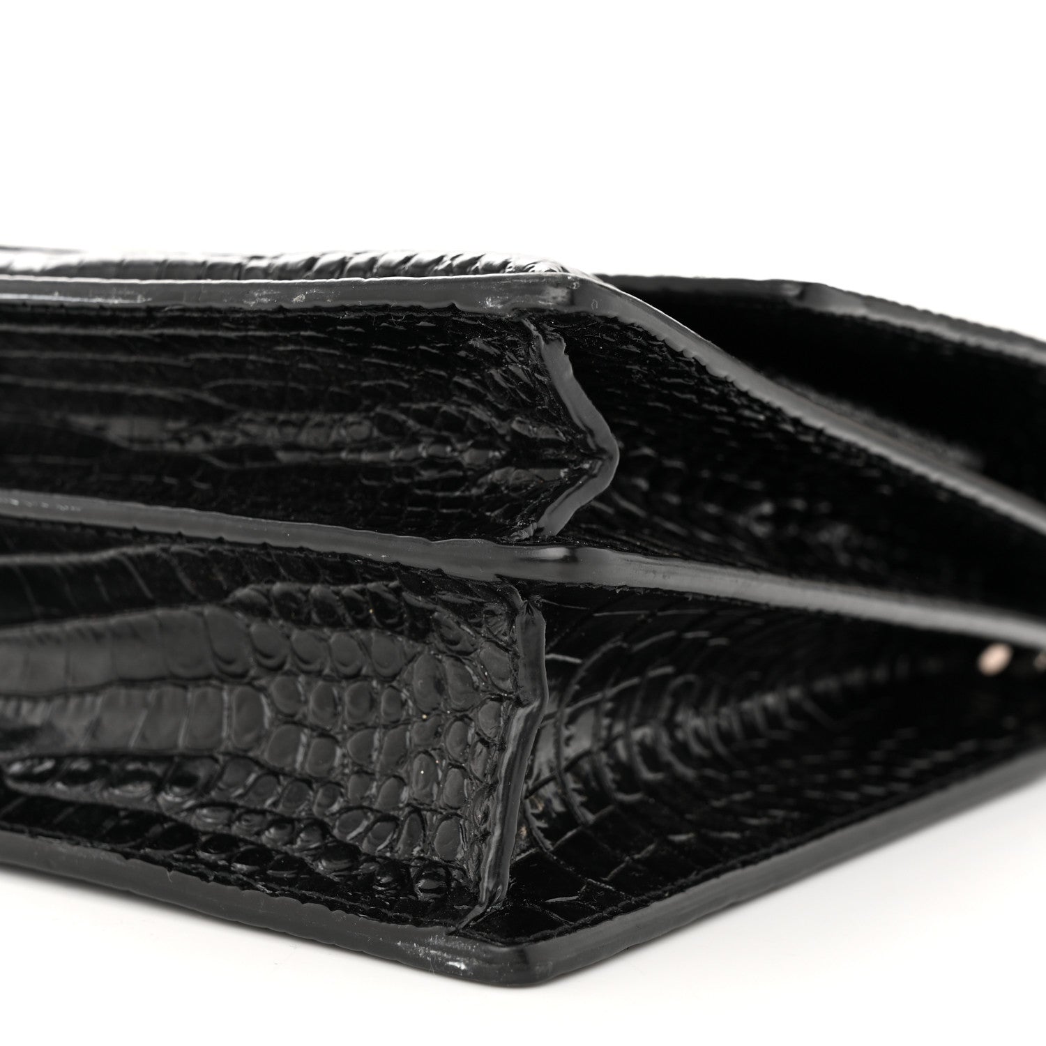 Saint Laurent Calfskin Crocodile Embossed Large Monogram Sunset Sunset Black 9 of 10