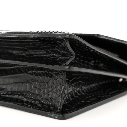 Saint Laurent Calfskin Crocodile Embossed Large Monogram Sunset Sunset Black 9 of 10