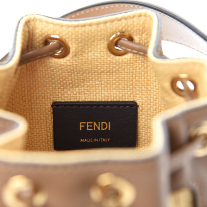 Fendi Raffia Vitello King Lucido F is Fendi FF Embroidered Mini Mon Tresor Bucket Bag Grano Sand 8 of 10