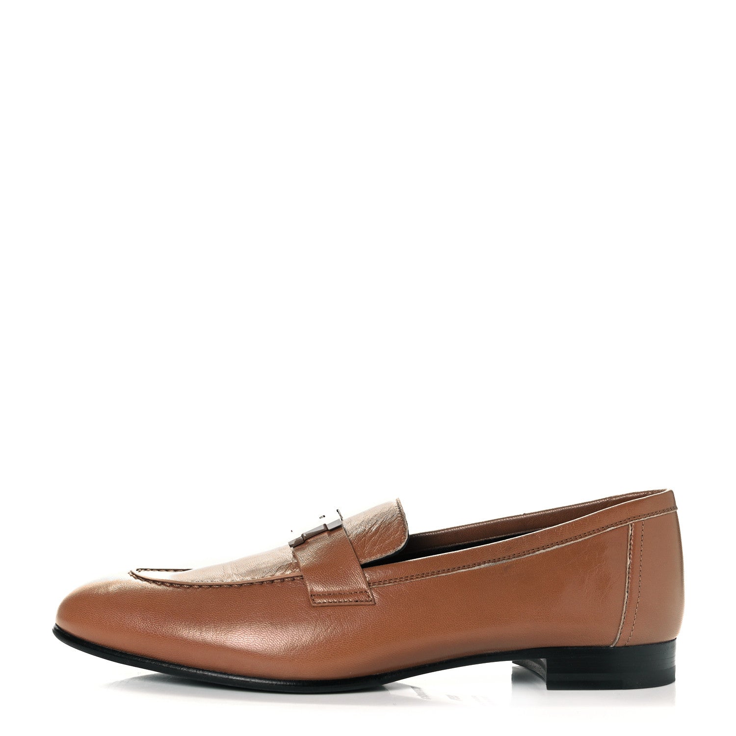 Hermes Goatskin Womens Paris Loafers 39.5 Gold 1 of 10