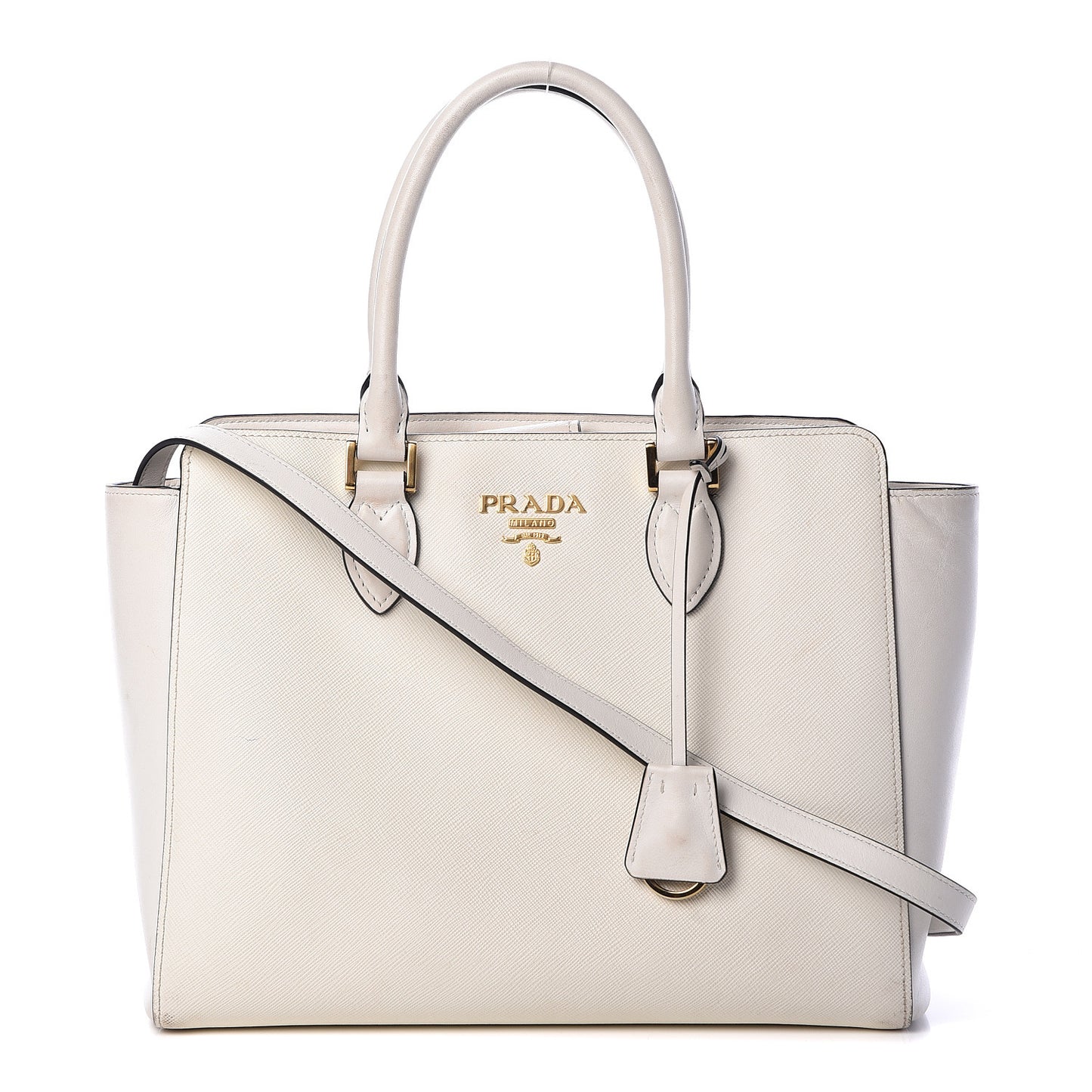 Saffiano Soft Calfskin Zippered Tote White