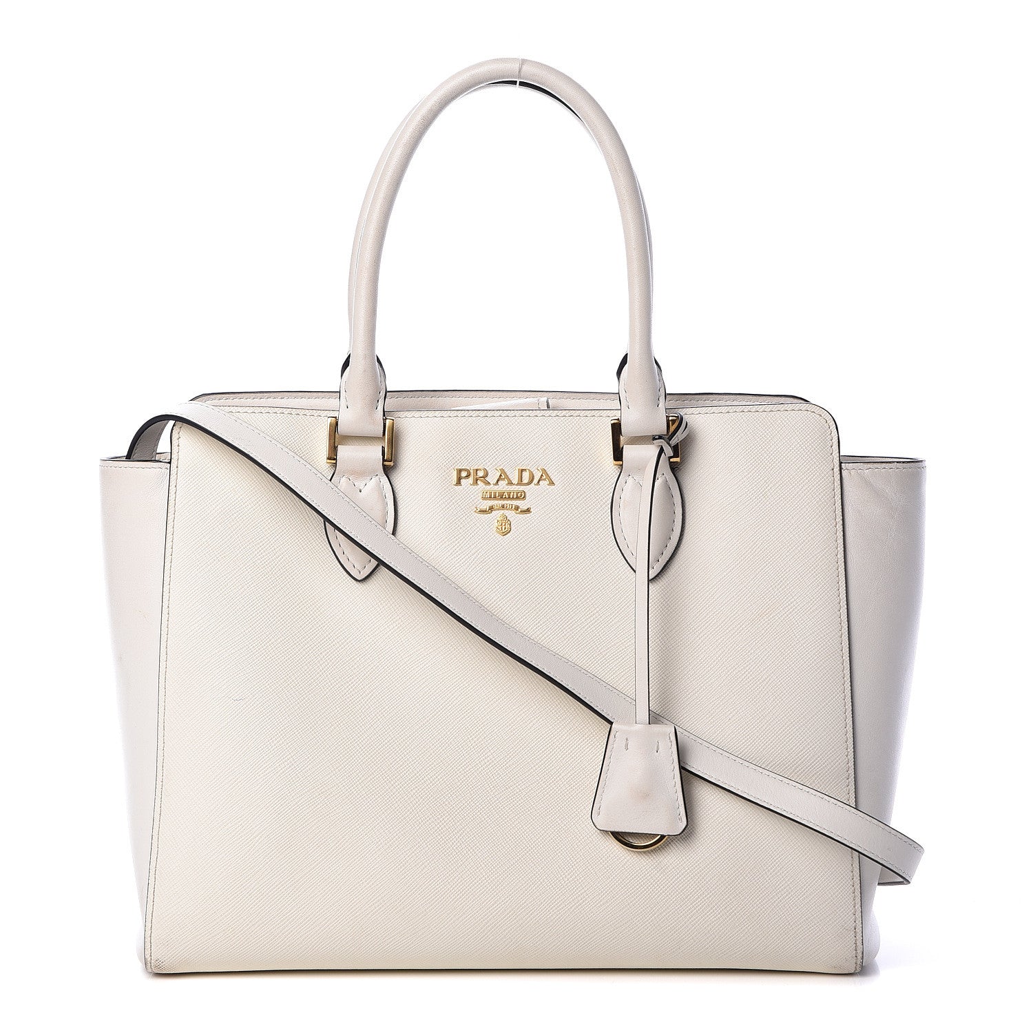 Prada Saffiano Soft Calfskin Zippered Tote White 1 of 21