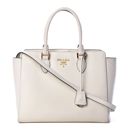 Prada Saffiano Soft Calfskin Zippered Tote White 1 of 21
