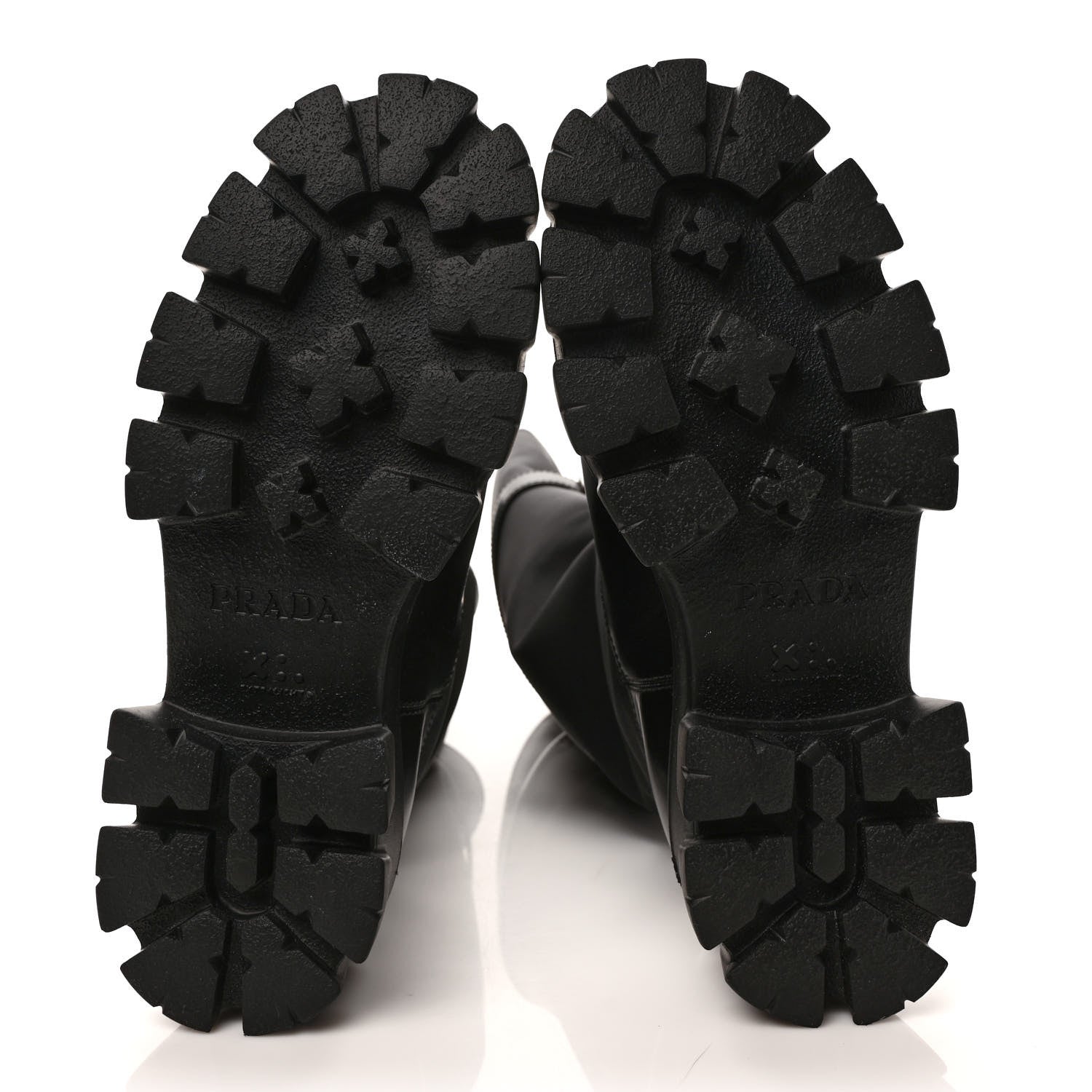 Prada Spazzolato Rois Re-Nylon Metal Triangle Logo Monolith Pouch Pocket 55mm Tall Boots 39 Black 6 of 8
