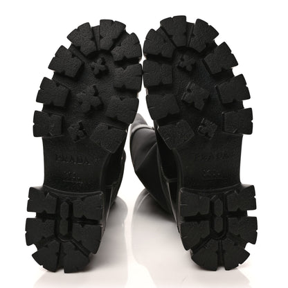 Prada Spazzolato Rois Re-Nylon Metal Triangle Logo Monolith Pouch Pocket 55mm Tall Boots 39 Black 6 of 8