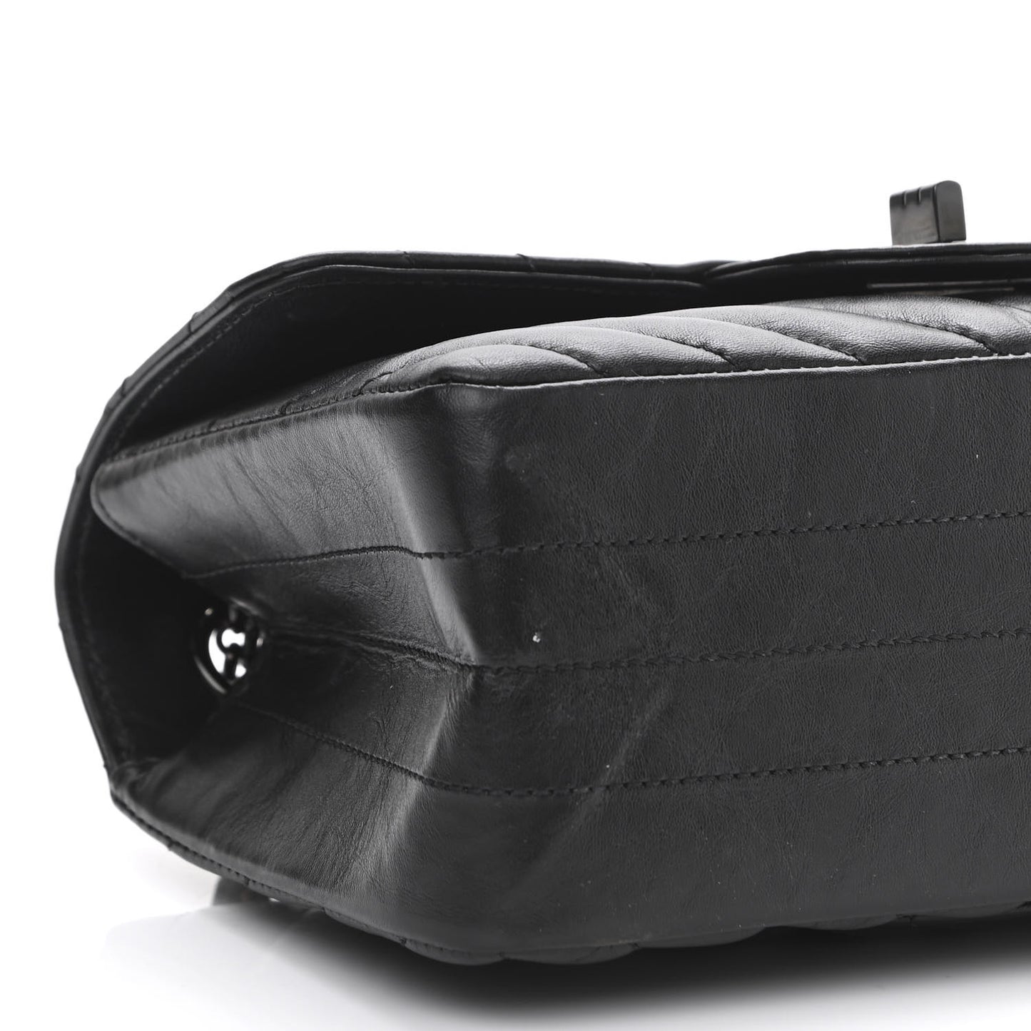 Aged Calfskin Chevron Quilted 2.55 Reissue Mini Flap So Black