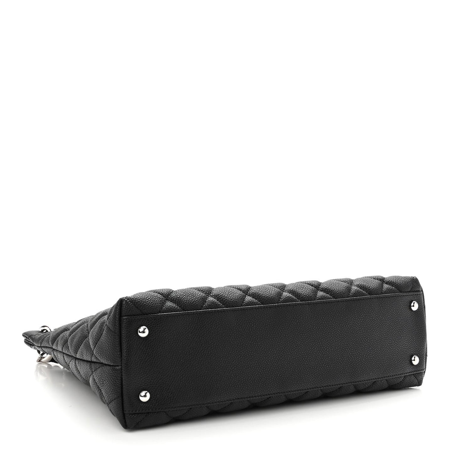 Caviar Quilted Large CC Shopping Tote Black